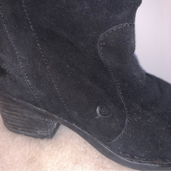Born Leather Suede Tall Black Heeled Boots 6.5 - Picture 7 of 9
